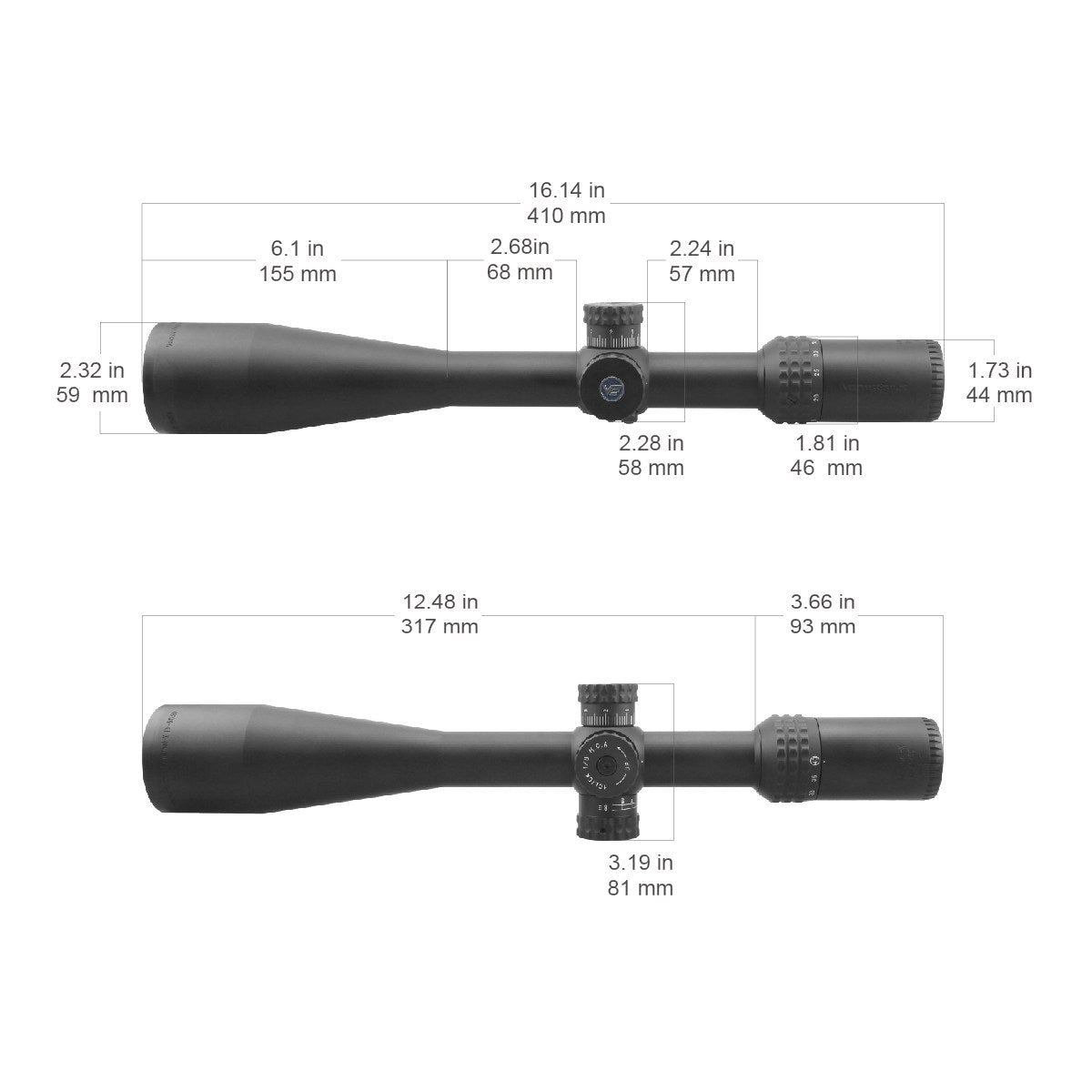 Vector Optics - Sentinel X. 10-40 x 50, Center Dot Riflescope