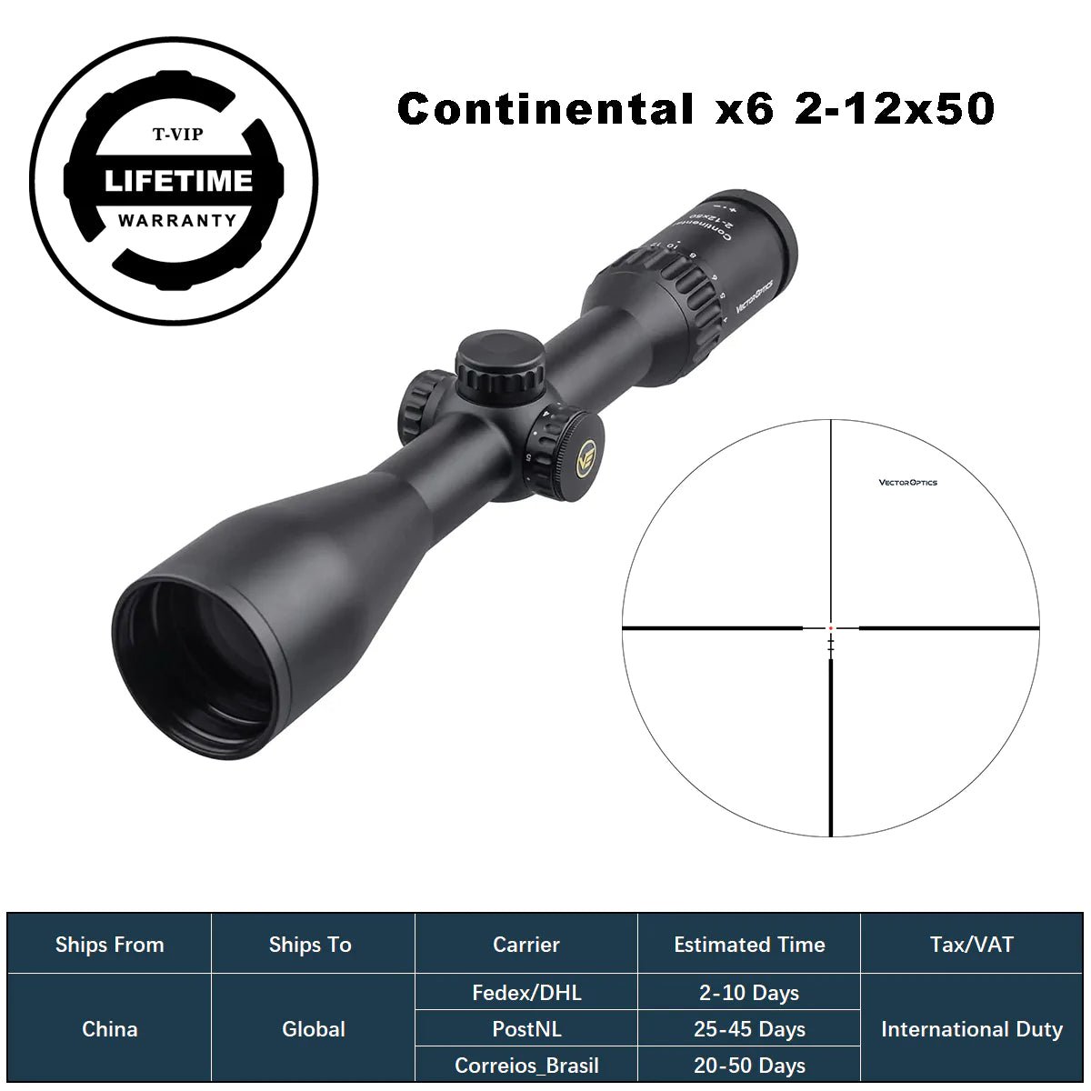 Continental. 2-12 X 50, SFP, Riflescope